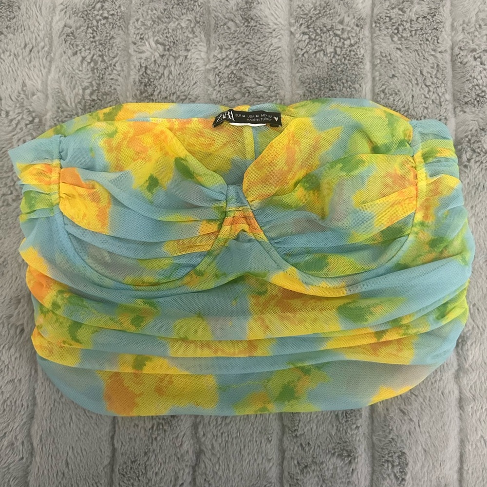 Zara Colorful Mesh Bustier Crop Top